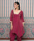 PASSORI-Maroon  Two Piece Set With Potli Bag