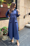 REZAAR-  Navy Blue Button Detail Shirt  Dress