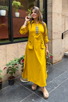 REZAAR- Mustard Yellow Shirt Style Pocket Dress