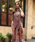 Rozana- Earthy Brown Cotton  Elegant Fusion  Drape  Dress