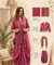 Rozana-Beetroot Cotton Slub Elegant Fusion Drape  Dress