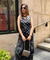 Rozana -  Black and White Polka Drape Skirt Set