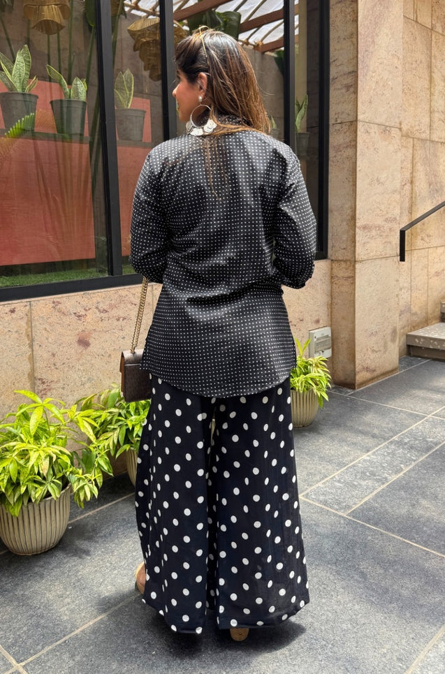 Rozana polka drape pants co ord set
