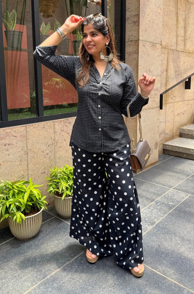 Rozana- Polka Drape Pants Co-ord Set