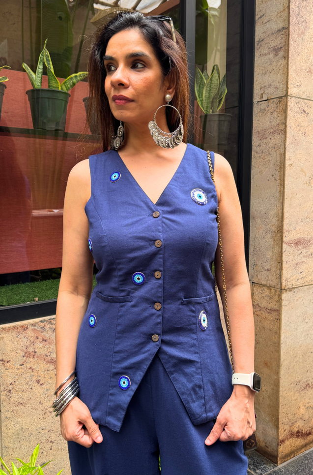 Nazar- Navy Blue Evil Eye Co-ord set