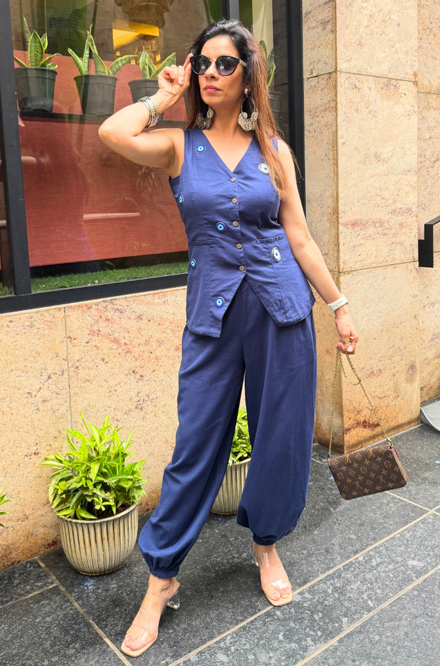 Nazar- Navy Blue Evil Eye Co-ord set