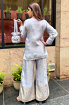 Mizaaj- Lilac Stripes Cord set with Potli