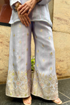 Mizaaj- Lilac Stripes Cord set with Potli
