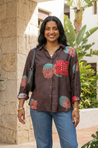 AURA-Brown Pocket Printed Shirt