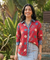Jazba-Red Polka Bloom Printed  shirt