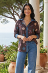 Jazba-Brown Polka Bloom Printed Shirt