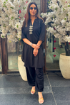 Rozana-Black Double Pocket  Two Piece Set