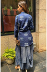 Rozana -Indigo Lotus Drape Skirt Set
