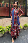 Rozana- Red Cotton Elegant Fusion Drape Dress