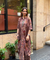 Rozana- Earthy Brown Cotton  Elegant Fusion  Drape  Dress