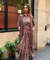 Rozana- Earthy Brown Cotton  Elegant Fusion  Drape  Dress