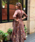 Rozana- Earthy Brown Cotton  Elegant Fusion  Drape  Dress