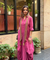 Rozana-Beetroot Cotton Slub Elegant Fusion Drape  Dress