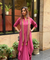 Rozana-Beetroot Cotton Slub Elegant Fusion Drape  Dress