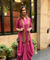 Rozana-Beetroot Cotton Slub Elegant Fusion Drape  Dress