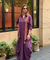 Rozana- Wine Cotton Slub Elegant Fusion  Drape  Dress