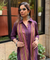 Rozana- Wine Cotton Slub Elegant Fusion  Drape  Dress