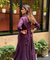 Rozana- Wine Cotton Slub Elegant Fusion  Drape  Dress