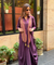 Rozana- Wine Cotton Slub Elegant Fusion  Drape  Dress