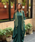 Rozana- Green Cotton Slub Elegant Fusion  Drape  Dress
