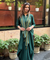 Rozana- Green Cotton Slub Elegant Fusion  Drape  Dress
