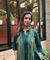 Rozana- Green Cotton Slub Elegant Fusion  Drape  Dress