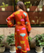 RIWAAYAT REBEL- Folk Inspired Orange Printed Straight Kurta Set With Pants
