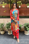 RIWAAYAT REBEL- Folk Inspired Red Printed Straight Kurta Set With Pants
