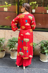RIWAAYAT REBEL- Folk Inspired Red Printed Straight Kurta Set With Pants