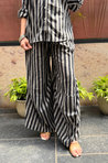 Rozana-Black and Grey Stripes Drape Pants Co-Ord Set (Pre-Order)
