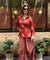 ROZANA- Red Lotus Drape Skirt Set