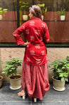 ROZANA- Red Lotus Drape Skirt Set
