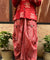 ROZANA- Red Lotus Drape Skirt Set