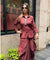REZAAR-Brown Drape Skirt Co-Ord Set with Shirt Top