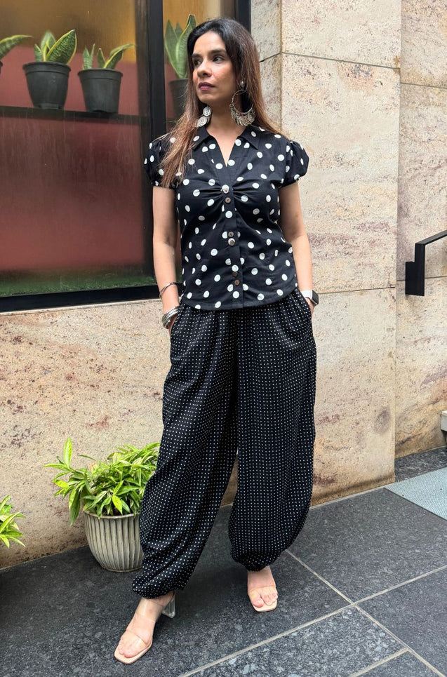 Rozana-Polka Balloon Pants Co-ord Set