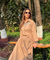 REZAAR- Beige Drape Skirt Co-Ord Set with Shirt Top