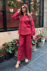 Rozana - Brick Red Cutwork Co-ord Set