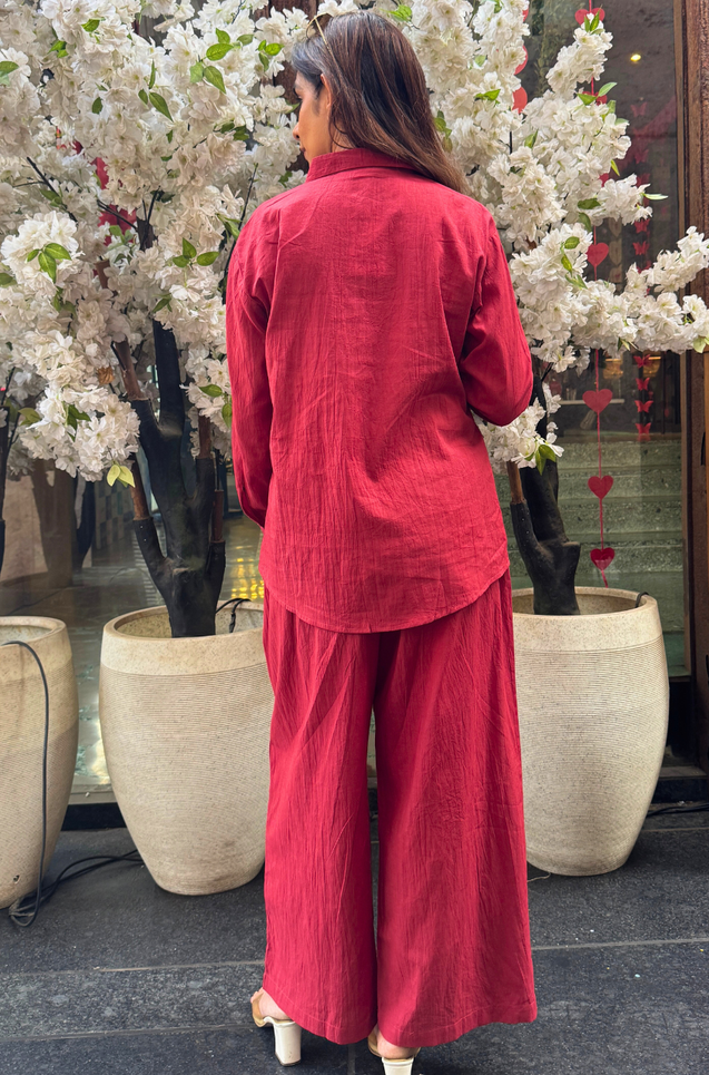 Rozana - Brick Red Cutwork Co-ord Set