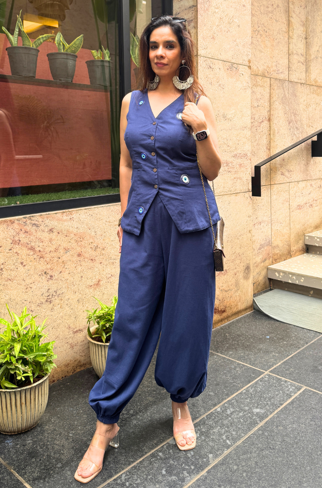 Nazar- Navy Blue Evil Eye Co-ord set