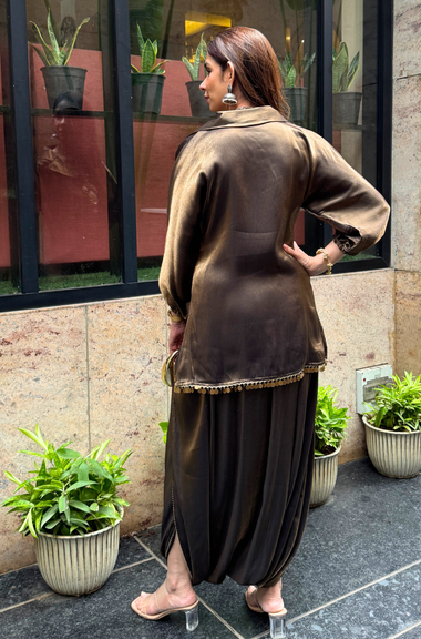 Festive Luxe- Bottle Green Top with Skirt Set