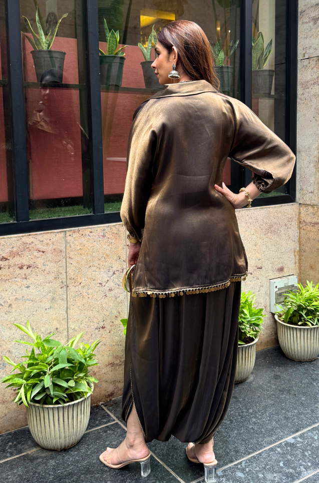 Festive Luxe- Bottle Green Top with Skirt Set