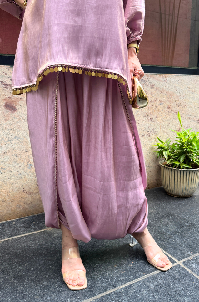 Festive Luxe - Lilac Top with Dhoti Skirt Set