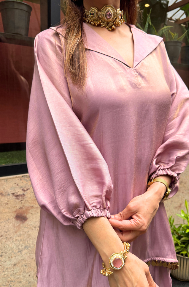Festive Luxe - Lilac Top with Dhoti Skirt Set