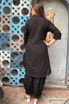 Black Shirt Pathani Stole Set (Pre-Order)