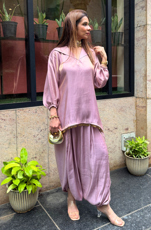 Festive Luxe - Lilac Top with Dhoti Skirt Set